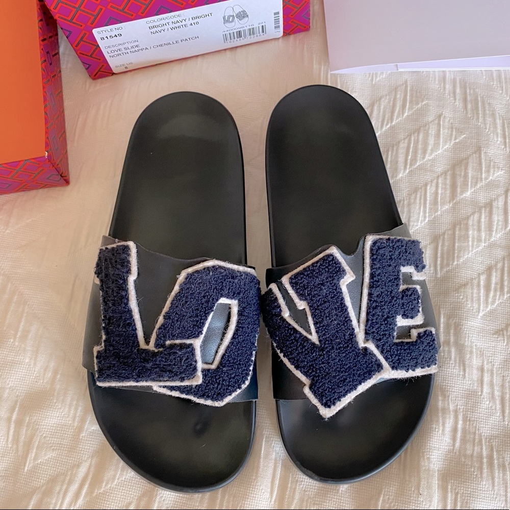 Tory Burch Black and Blue LOVE Sandals